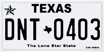 TX license plate DNT0403