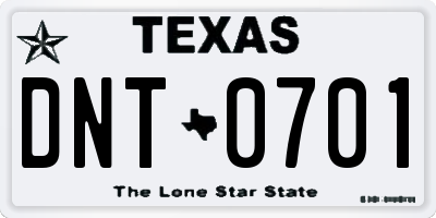 TX license plate DNT0701