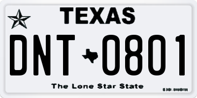 TX license plate DNT0801