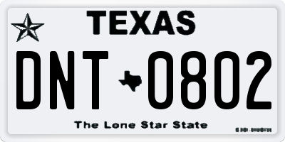 TX license plate DNT0802