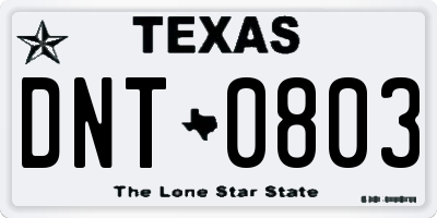 TX license plate DNT0803