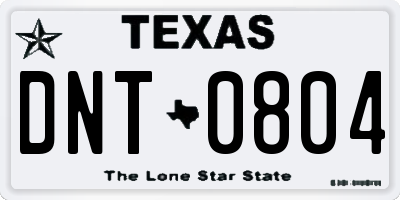 TX license plate DNT0804