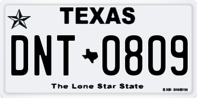 TX license plate DNT0809