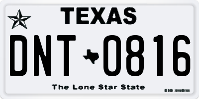 TX license plate DNT0816