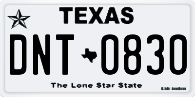 TX license plate DNT0830