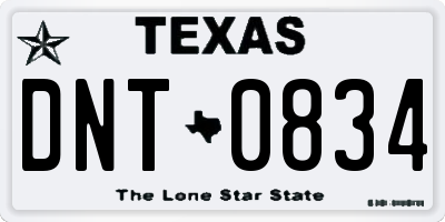 TX license plate DNT0834