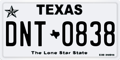 TX license plate DNT0838