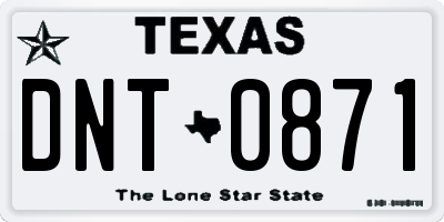 TX license plate DNT0871