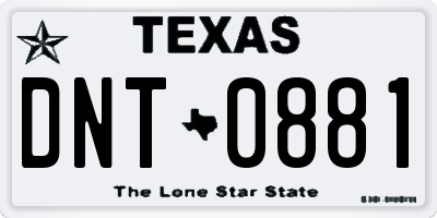 TX license plate DNT0881