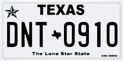 TX license plate DNT0910