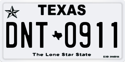TX license plate DNT0911