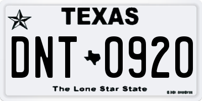 TX license plate DNT0920