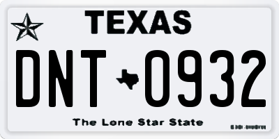 TX license plate DNT0932