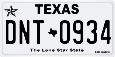 TX license plate DNT0934