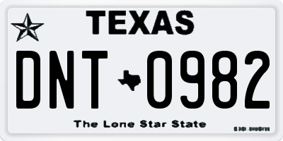 TX license plate DNT0982