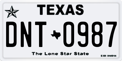 TX license plate DNT0987