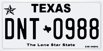 TX license plate DNT0988
