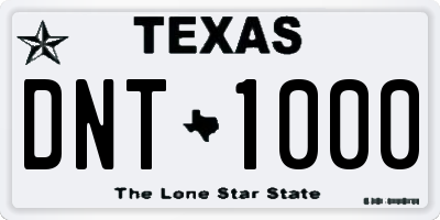 TX license plate DNT1000