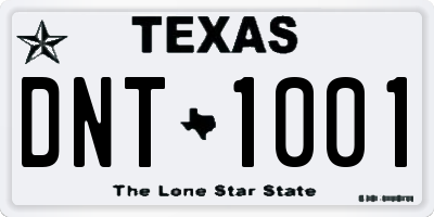 TX license plate DNT1001