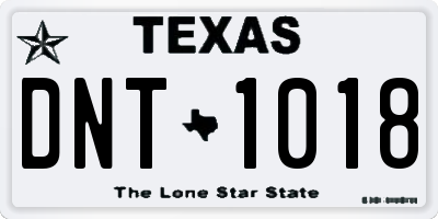 TX license plate DNT1018
