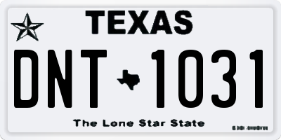 TX license plate DNT1031