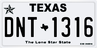 TX license plate DNT1316