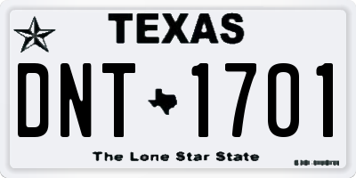 TX license plate DNT1701