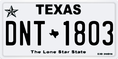 TX license plate DNT1803