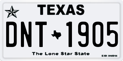 TX license plate DNT1905