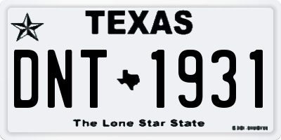 TX license plate DNT1931