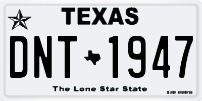 TX license plate DNT1947