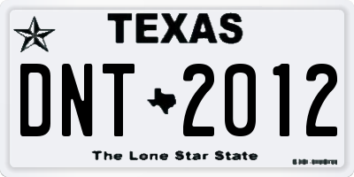 TX license plate DNT2012