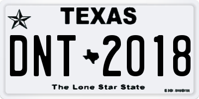 TX license plate DNT2018