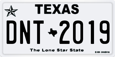 TX license plate DNT2019