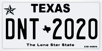 TX license plate DNT2020