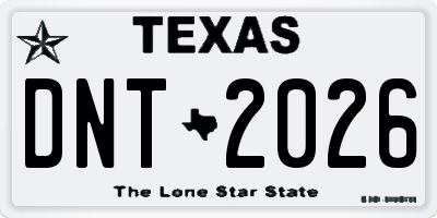 TX license plate DNT2026