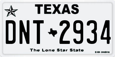 TX license plate DNT2934