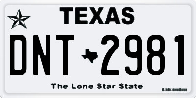 TX license plate DNT2981