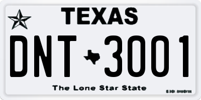 TX license plate DNT3001