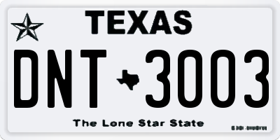 TX license plate DNT3003