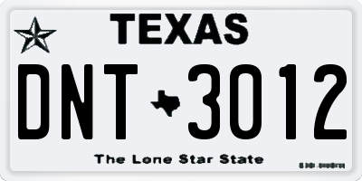 TX license plate DNT3012