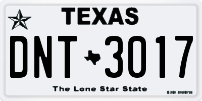 TX license plate DNT3017