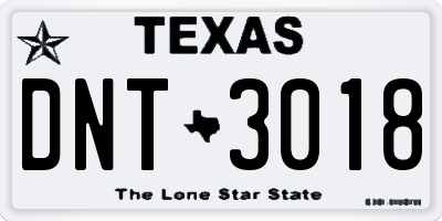 TX license plate DNT3018