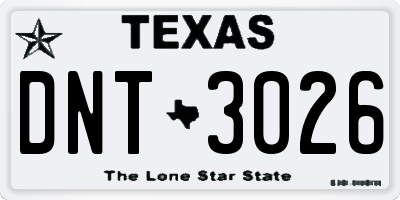 TX license plate DNT3026