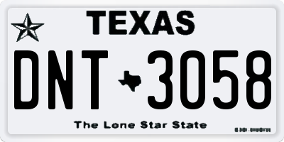 TX license plate DNT3058