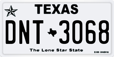 TX license plate DNT3068