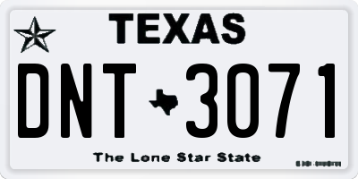 TX license plate DNT3071