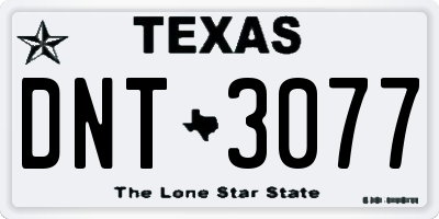 TX license plate DNT3077