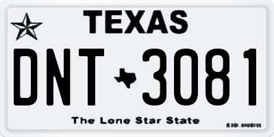 TX license plate DNT3081