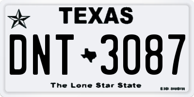 TX license plate DNT3087